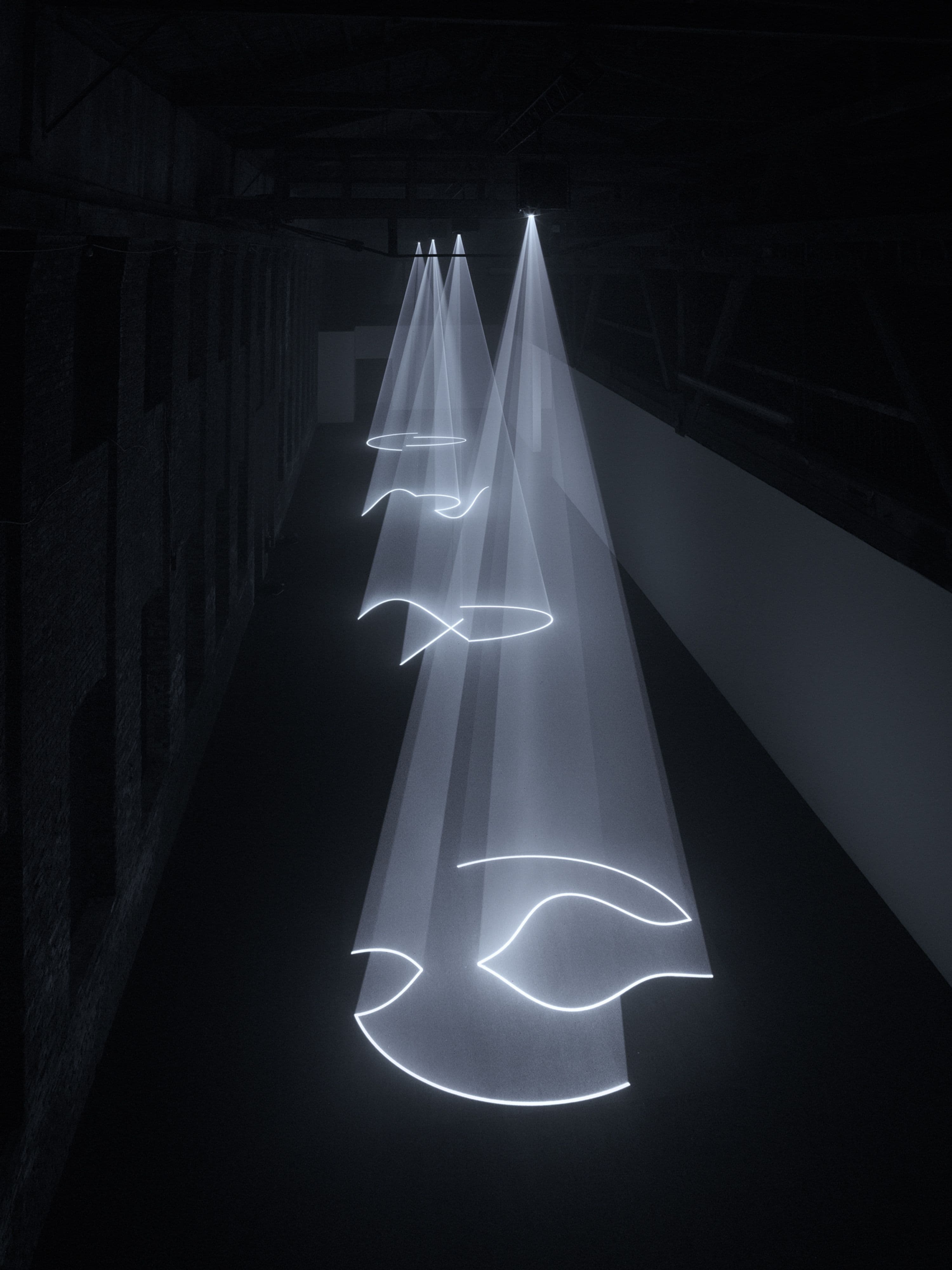 Anthony McCall, installation view, Pioneer Works, Brooklyn, New York, 2018. Photo by Dan Bradica. Image courtesy Pioneer Works - Courtesy of artist, Sean Kelly New York, and Sprüth Magers
